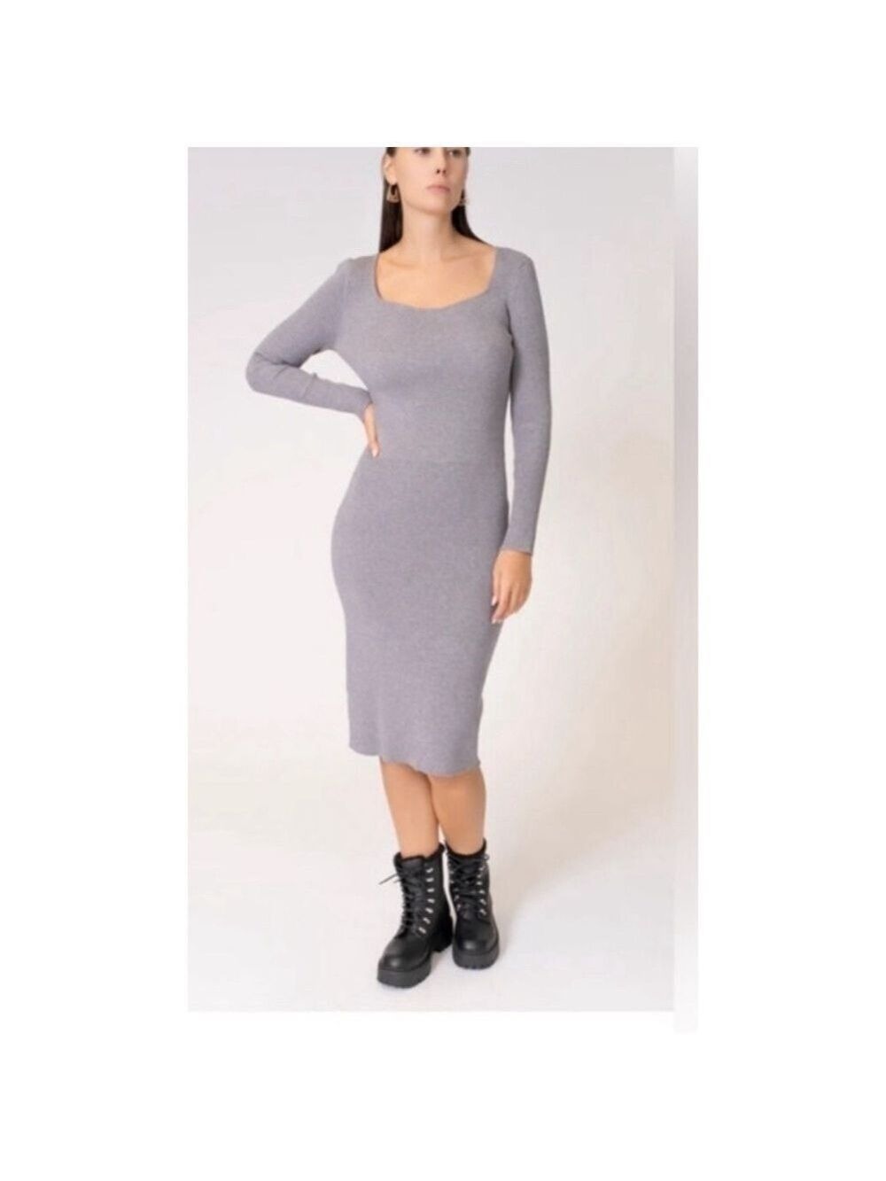 NWT Area Stars Sweetheart Neckline Sweater Dress Gray XS & S